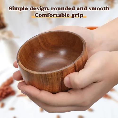Vista 6 de Cabilock Ensaladera de madera, 4.3 X 2.4 in, Fruta y Snack Bowl Wooden Profile Serves Fruit, Snacks and Small Salads Neatly for Breakfast Tables