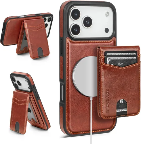 Vista 36 de SkyEagle - Funda tipo cartera compatible con MagSafe para iPhone 11, color negro Detachable Magnetic Credit Card Holder,RFID Blocking,PU