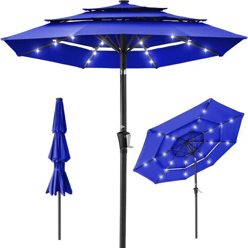 Vista 40 de Best Choice Products - Sombrilla solar de 10 pies de 3 niveles para patio, sombrilla de sol para exteriores, mercado, patio trasero, terraza, junto