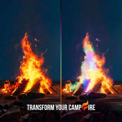 Vista 2 de Fire Dazzle Fire - Paquetes de cambio de color para hoguera – Paquete de 12 paquetes de color, cambiador de llama para hogueras y fogatas