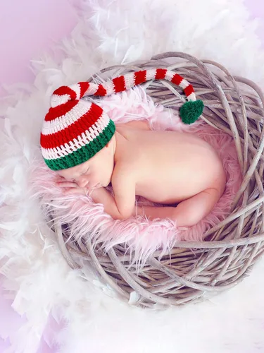 Vista 5 de 2 gorros de punto de Navidad con forma de cola larga para niños, gorro de Papá Noel para suministros de Navidad, na
