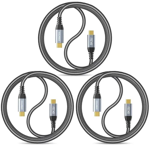 Vista 10 de ZeroneTeck Cable USB C de 40Gbps para Thunderbolt 4 de 0.5 pies, 6 pulgadas, transferencia de datos de 40Gbps, [8K@60Hz/Dual 4K@60Hz] Cable corto