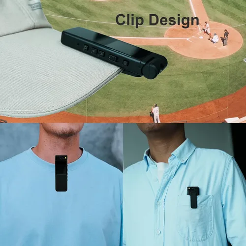 Vista 5 de Cámara de cuerpo pequeño 1440P HD Body Video Cam Pantalla de 1.3 "Tarjeta TF 64GB TF Clip de lente giratorio en el sombrero de bolsillo Casquillo