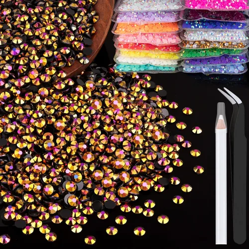 Vista 73 de 5000 piezas de 2mm de strass de resina a granel, strass de gel negros con parte posterior plana y redonda para embellecer sin termoadhesión, gemas
