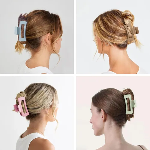 Vista 6 de Paquete de 12 pinzas negras para el cabello para mujer, pinzas medianas para cabello fino y grueso, clips de plátano mate de sujeción fuerte