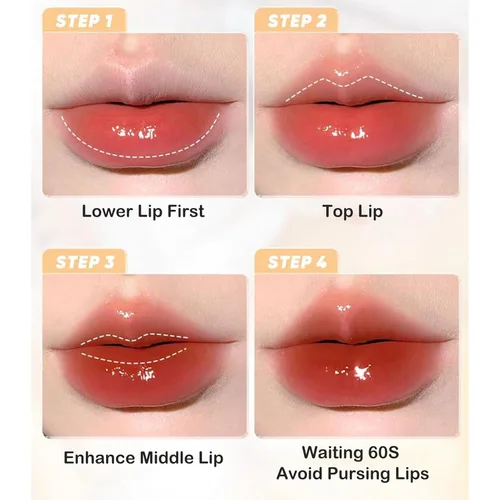 Vista 5 de Ice Watery Lip Glossr (té helado de espejo, gelatina ligera Waterys Essence Lips Glaze, brillo tintado hidratante (#04 té negro atardecer, 0.1 fl oz)