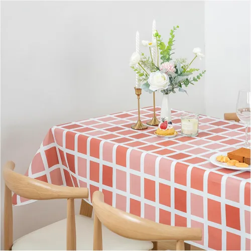 Vista 27 de FIFTY FEET Mantel rectangular de 84 x 60 pulgadas, mantel de vinilo con respaldo de franela para mesas rectangulares, impermeable, a prueba