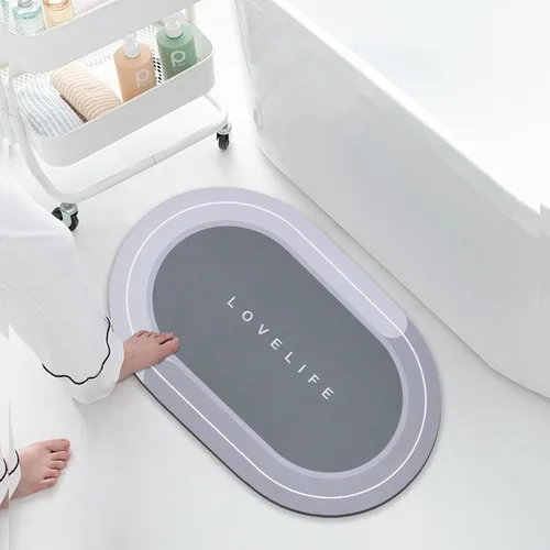 Vista 7 de Tapetes de baño de goma de secado rápido, antideslizantes, súper absorbentes, de secado instantáneo, alfombra de baño frente al fregadero de la Beige