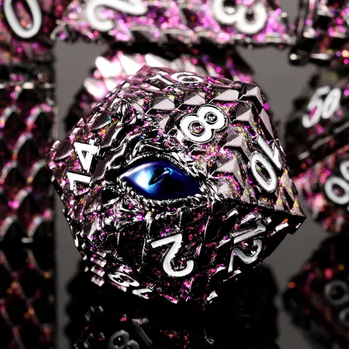 Vista 12 de 1 dado de metal D20 DND – Dados poliédricos gigantes metálicos de 20 caras, dados grandes de 1.378 in de ojo de dragón para juego de mesa