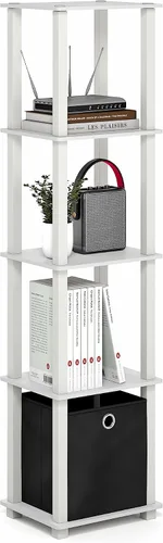 Vista 26 de Furinno Turn-N-Tube - Estantería de almacenamiento de 5 niveles, estante cuadrado para libros, estante de esquina, estantes abiertos sin