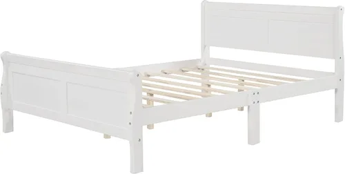 Vista 9 de Harper & Bright Designs Base de cama de madera tamaño Queen con cabecero y estribo, cama de plataforma tamaño Queen con soporte de listones