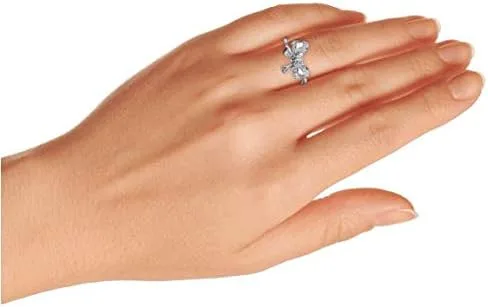 Vista 6 de Romántica fiesta de fiesta nupcial estilo victoriano vintage zirconia cúbica pavimenta CZ moda cinta arco anillo para mujeres para baile de fin