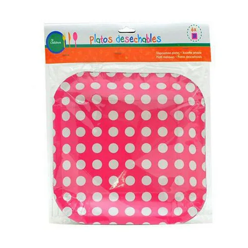 Vista 4 de Set de Platos Puntos Desechable 24 x 2 x 19 cm (12 Unidades)