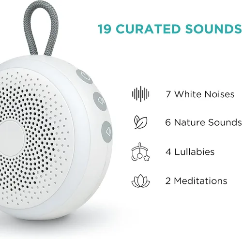 Vista 5 de LittleHippo Máquina de ruido blanco Máquina de sonido portátil para bebés, niños, adultos Chupete para dormir 19 sonidos relajantes Batería