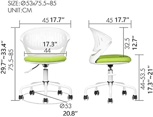 Vista 3 de Silla de oficina cómoda, silla de oficina con altura ajustable, giratoria, silla de computadora ergonómica para el hogar, dormitorio, sillas