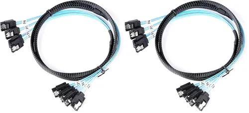 Vista 10 de ADCAUDX Cable SATA-III: 1.6 ft, 4 unidades/juego delgado SATA 6Gbps HDD SSD cable de datos incluido reemplazo para servidor Bitcoin computadora SSD