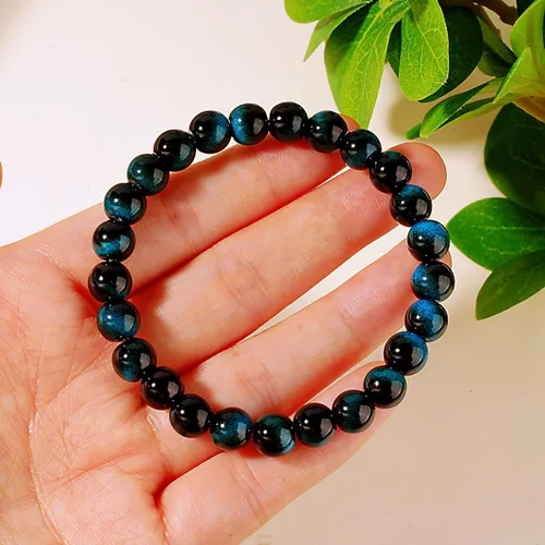 Vista 38 de Pulseras de triple protección con piedra de ojo de tigre de obsidiana negra con hematita para hombres y mujeres, pulsera de piedra curativa