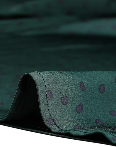 Vista 6 de Allegra K Blusa de satén de manga larga abombada con volantes y cuello torcido para mujer