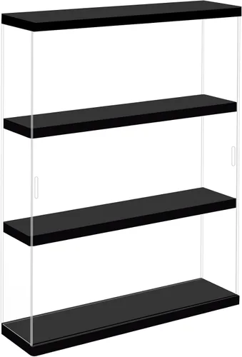 Vista 9 de NONEMEY Caja de exhibición de acrílico transparente con base de madera de 2 niveles, 3 niveles, 12/24 compartimentos, caja de almacenamiento