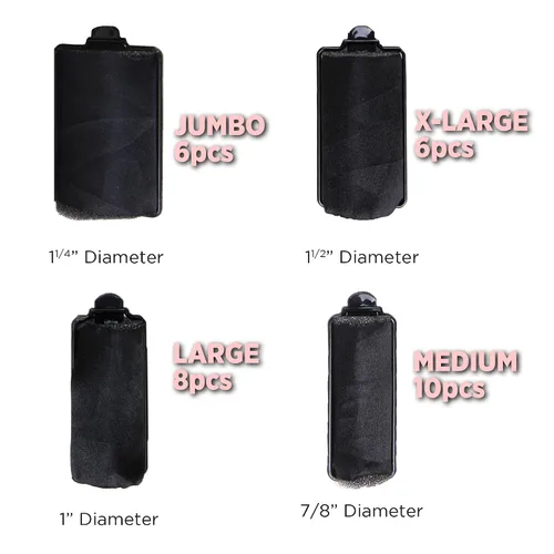 Vista 7 de DONNA Rodillos de espuma de satén sedoso de 1.25 pulgadas (D) 6 piezas XL rizadores y clips sin calor para peluquería negro