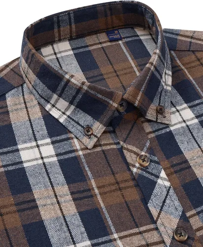 Vista 4 de Lion Nardo Camisas de Franela a Cuadros para Hombre de Manga Larga Camisas de Vestir para Hombre Casuales con Botones Abajo Tallas Grandes
