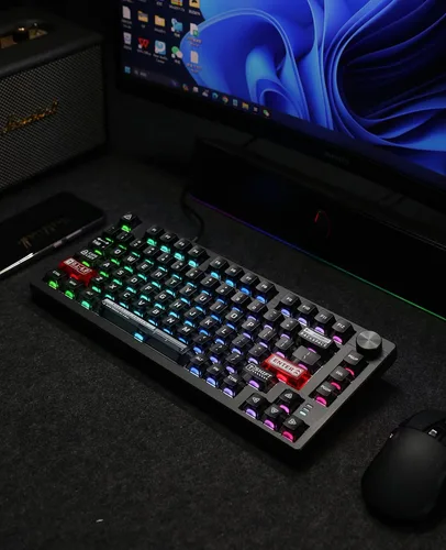 Vista 8 de DAREU EK75RT - Teclado para juegos con cable de disparo rápido, interruptor magnético de efecto Hall, accionamiento ajustable, 75% TKL con perilla