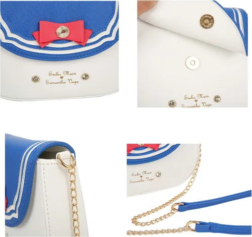 Vista 4 de Sunwel Fashion Bolso cruzado pequeño Kawaii Anime Cosplay bolso de hombro con cadena de lazo