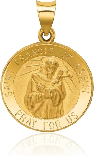 Vista 5 de IceCarats Colgante con dije de oro amarillo de 14 quilates con medalla de San Francisco de Asís