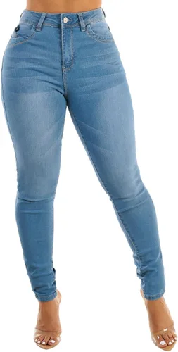 Vista 3 de Moda Xpress - Jeans ajustados con levantamiento de glúteos y cintura alta para mujer