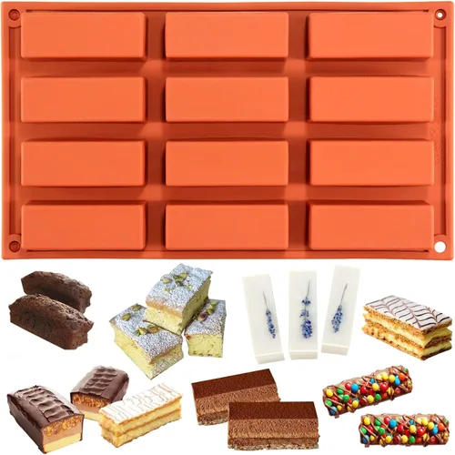 Vista 7 de FUNSHOWCASE Molde rectangular de silicona para barra de caramelo de chocolate, 20 cavidades, molde rectangular para tartas de jabón 20 cavidades por
