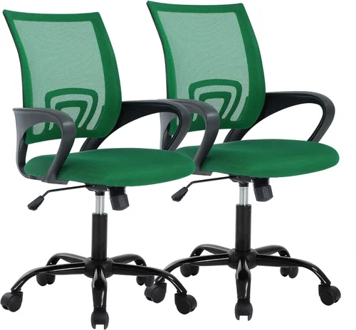 Vista 9 de PayLessHere Silla de Oficina para Computadora Ergonómica Económica Silla de Escritorio Ajustable Cómoda de Respaldo Medio de Trabajo con Ruedas