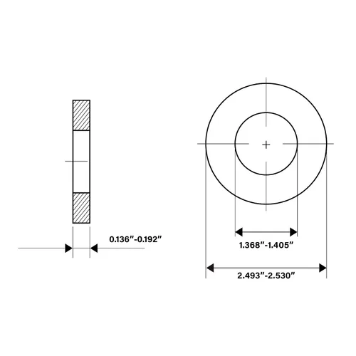Vista 3 de Arandela plana de 1-1/4" x 2.5" OD, Arandelas de acero inoxidable 18-8 (304) planas, 2 piezas