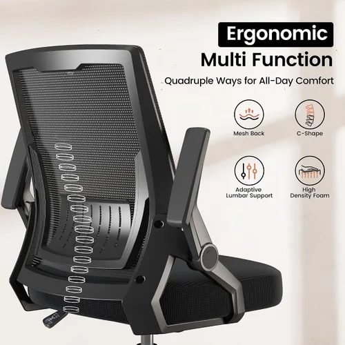 Vista 4 de GTPOFFICE Silla de oficina ergonómica, silla de escritorio para computadora cómoda con soporte lumbar ajustable, silla de oficina de malla
