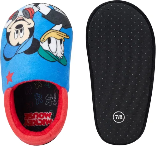 Vista 5 de Disney Boys Mickey Mouse Slippers Cozy Plush Fuzzy Slippers Non-Slip Non-Skid Slippers for Boys ToddlerLittle Kid
