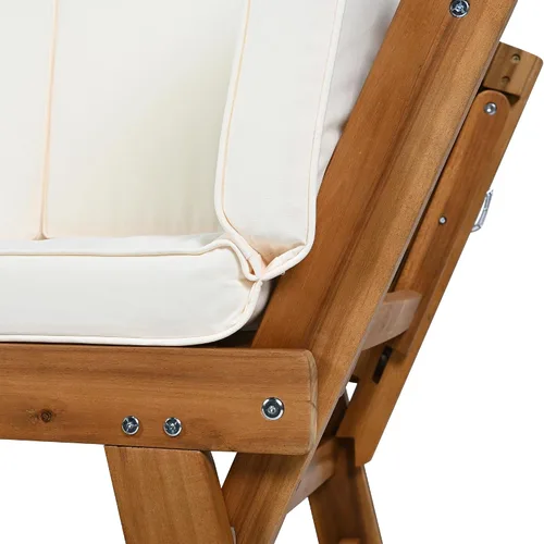 Vista 6 de Harper & Bright Designs Sofá convertible al aire libre con reposabrazos ajustable, sofá de madera maciza para patio con cojines, acabado Acabado