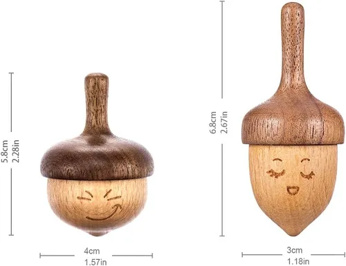 Vista 4 de AhfuLife Top giratorio de madera, parte superior giratoria para siempre con bonita expresión facial, relajación física de madera, regalo hecho a