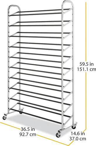 Vista 6 de Whitmor Torre de zapatos de 10 niveles, 50 pares, cromo