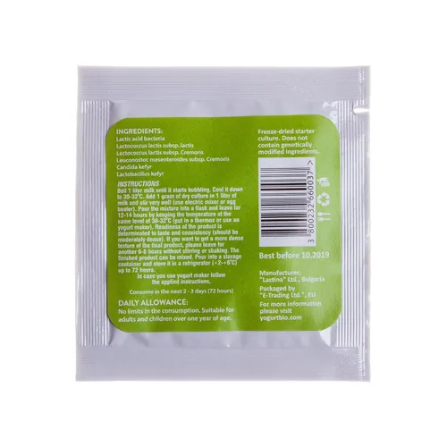 Vista 3 de Kéfir Starter Culture para preparación casera, natural, salud digestiva, paquete de 5 sobres