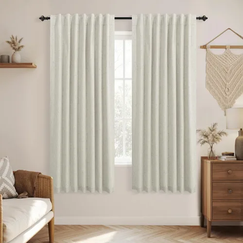Vista 57 de KOUFALL - Cortinas de medio estilo francés de lino para ventana, juego de 2 cortinas cortas de 40 pulgadas de longitud, para privacidad, cortinas