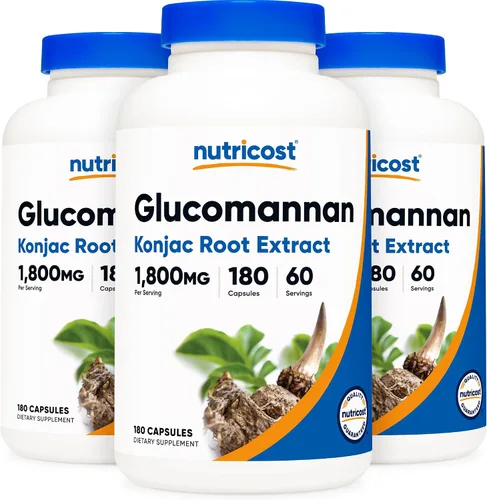 Vista 7 de Nutricost Glucomanano 1,800 mg por porción, 180 cápsulas, fuente de fibra natural, sin OMG, sin gluten