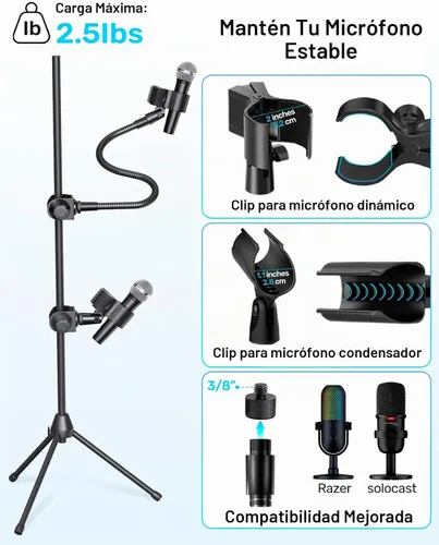 Vista 4 de Soporte de micrófono de cuello de cisne de 19 pulgadas, soporte