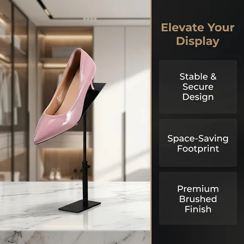 Vista 3 de EXCEART Soporte de exhibición de tacones altos Organizador de zapatos ajustable de acero inoxidable Organizador de estante para almacenamiento