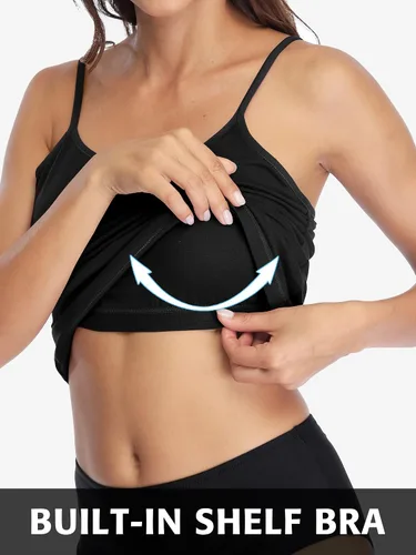 Vista 80 de Camisa Attraco de algodón, con tirantes estilo espagueti, con brasier incorporado, 2 paquetes, para mujer