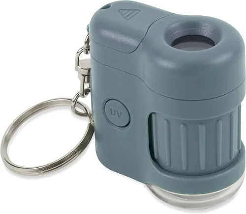 Vista 4 de Carson MicroMini 20x Microscopio de bolsillo para adultos, linterna UV y LED, azul (MM-280B) Linterna integrada con luz UV y LED - Herramienta