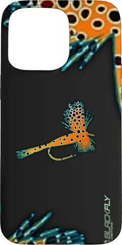 Vista 28 de Funda para iPhone 16 con mosca y pesca con moscas secas de piel de trucha por Black Fly Case