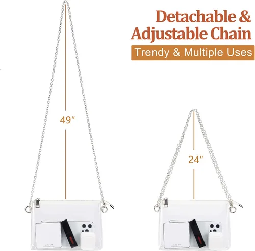Vista 2 de Bolsa transparente aprobada para estadios ideal para controles de seguridad rápidos, bolso pequeño transparente para mujer