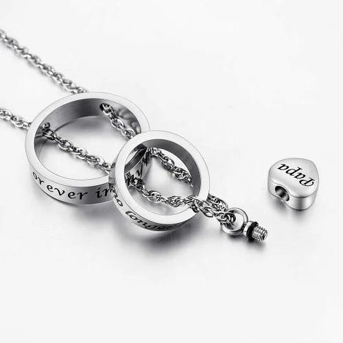 Vista 3 de XIUDA Collar de urna para cenizas No Longer by My Side, Forever in My Heart Tallado Locket Collar de cenizas cremadas