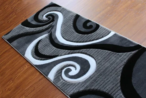 Vista 12 de Masada Sophia Collection Tapete de Bienvenida Tallado a Mano Moderno Contemporáneo Turquesa Blanco Gris Negro, Tapete de Puerta, Alfombra de Baño