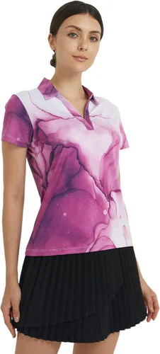Vista 2 de Camisa de golf para mujer, polo de golf de secado rápido que absorbe la humedad para mujer