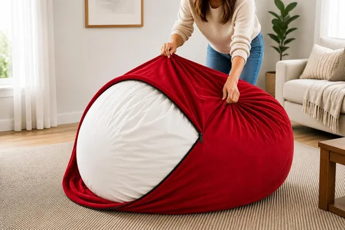 Vista 17 de ULTIMATE SACK Funda de repuesto para puf de 5 pies Gamuza burdeos Solo funda extraíble lavable borgoña ante